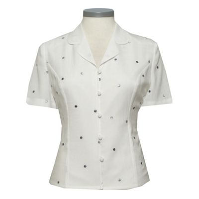 Eastex Ivory short sleeved embroidered blouse