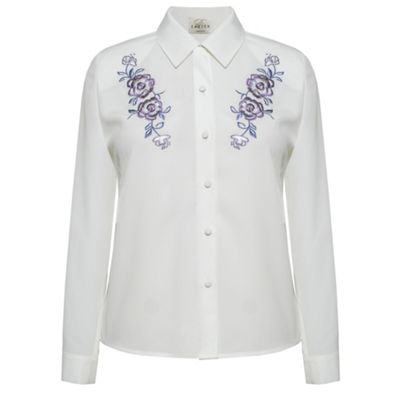 Eastex Multi-colour embroidered ivory blouse
