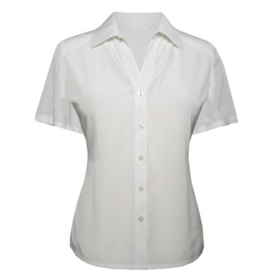 Eastex Short sleeve multi stitch ivory blouse