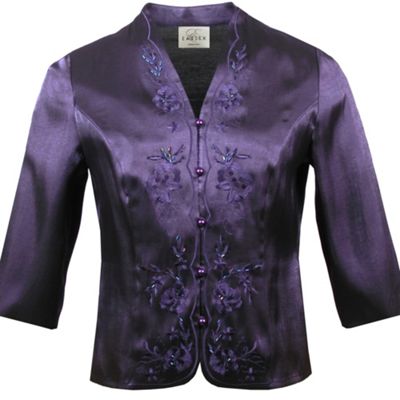 Eastex Deep purple glass organza embellished blouse