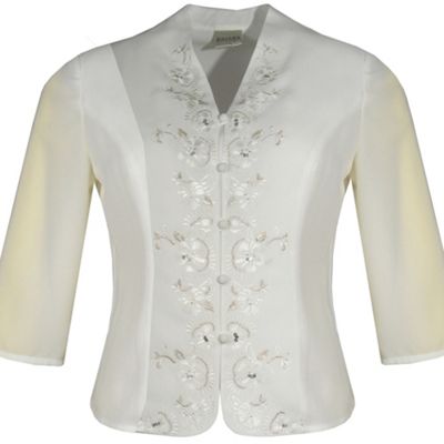 Eastex Ivory 3/4 sleeve oriental embellished blouse