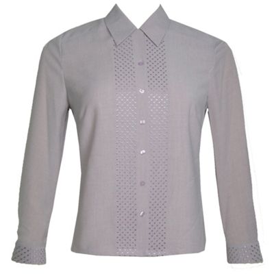 Eastex Long sleeve trellis embellished blouse