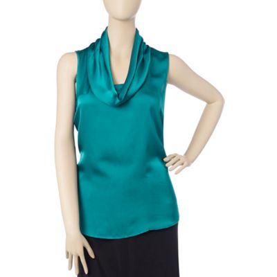 Ann Harvey Teal Cowl Neck Blouse