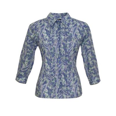 Navy Paisley Pin Tuck Blouse