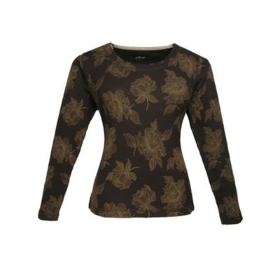 Dash Brown long sleeve rose print t-shirt top