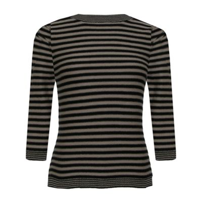 Black Slash Neck Stripe Top