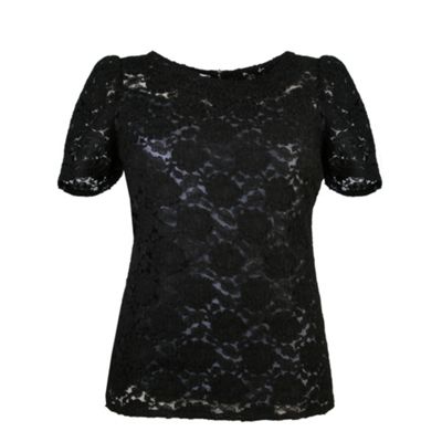 Kaliko Black short sleeved lace blouse