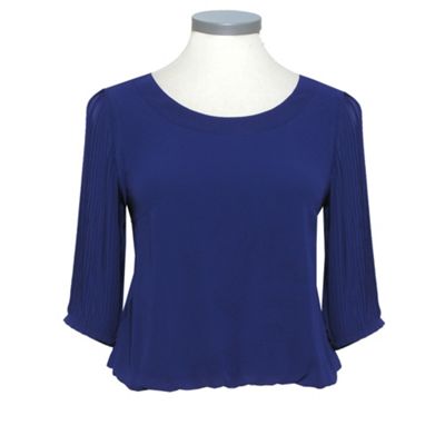 Petite Mid Purple Pleat Sleeve Blouse