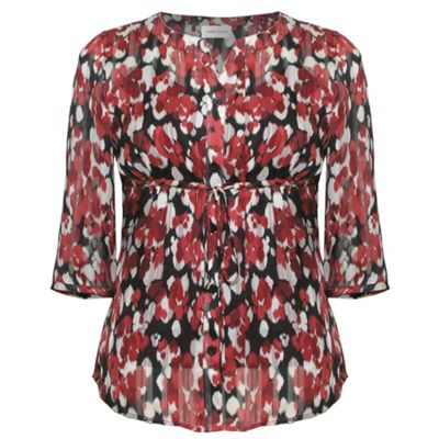 Minuet Petite Petite Deep Red Slipped Spot Print Blouse