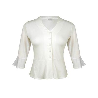 Minuet Petite Petite Ivory Peplum Jersey Blouse