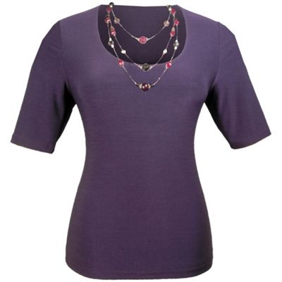 Purple T-Shirt and Necklace