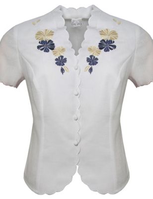Eastex Ivory embellished short sleeve linen look blouse