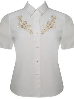 Eastex Ivory short sleeve embellished blouse