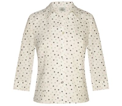 Eastex Ivory multi 3/4 sleeve linen spot print blouse