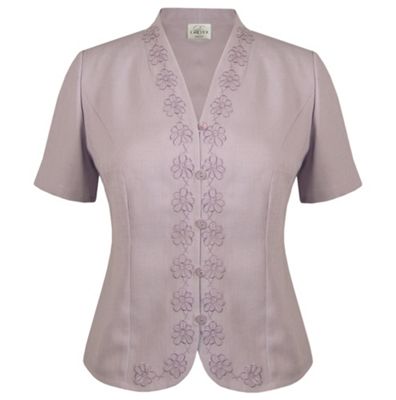 Light purple short sleeve embellished blouse