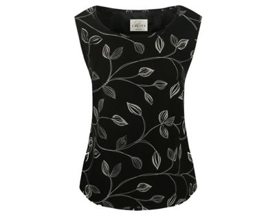 Eastex Black multi linear leaf print shell blouse