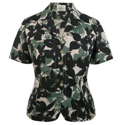 Eastex Green multi mirrored floral blouse