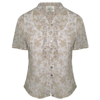 Eastex Stone short sleeve crinkle floral blouse
