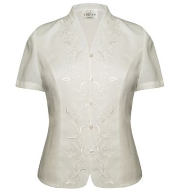 Ivory rose beaded and embroidered blouse