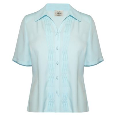 Light teal essential classic short sleeve blouse