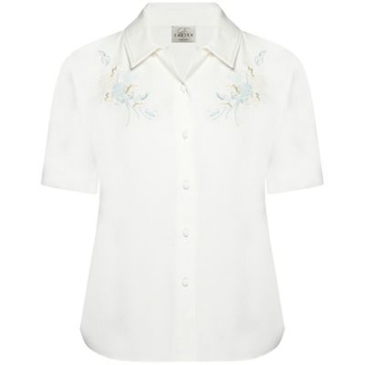 Eastex Ivory short sleeve floral spray blouse