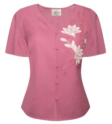 Pink multi placement appliqu blouse