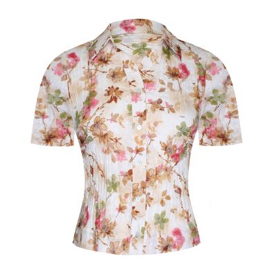 Eastex White multi short sleeve floral print blouse
