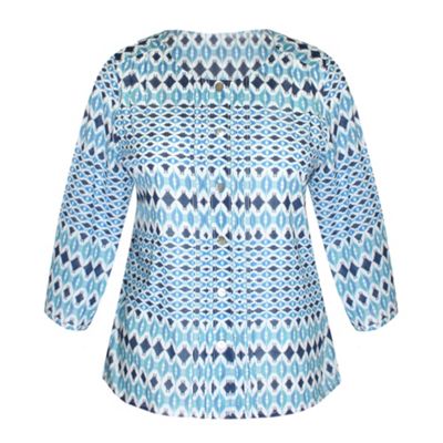 Eastex Blue diamond print blouse