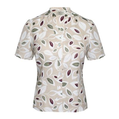 Beige retro leaf print blouse