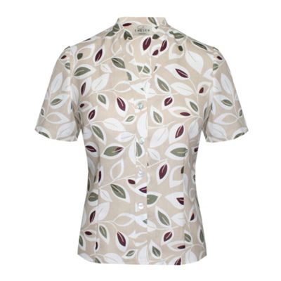 Eastex Beige retro leaf print blouse