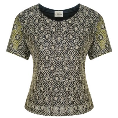 Eastex Navy multi lace shell blouse