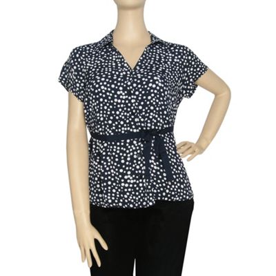 Ann Harvey Blue spot moss crepe blouse