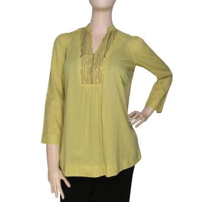 Yellow Sequin Neck Blouse