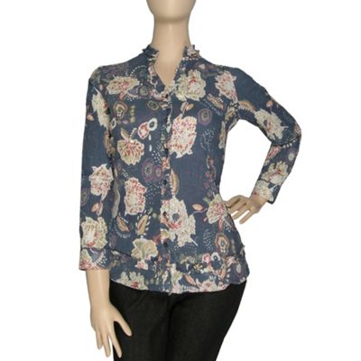 Ann Harvey Blue crinkle paisley blouse