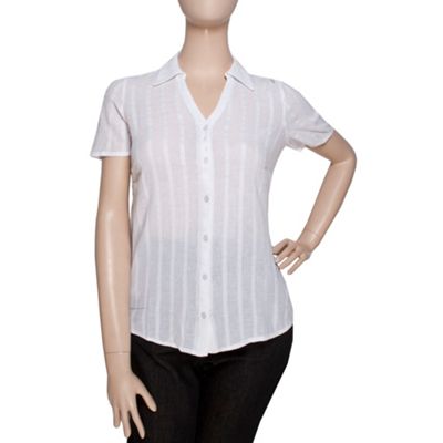 White Short Sleeve Cheesecloth Blouse