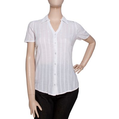 Ann Harvey White Short Sleeve Cheesecloth Blouse