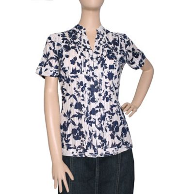 Ann Harvey White and Blue Floral Print Blouse