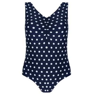 Navy and White Spotted Swimsuit
