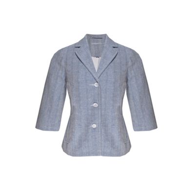 Blue Cross Hatch Linen Blazer