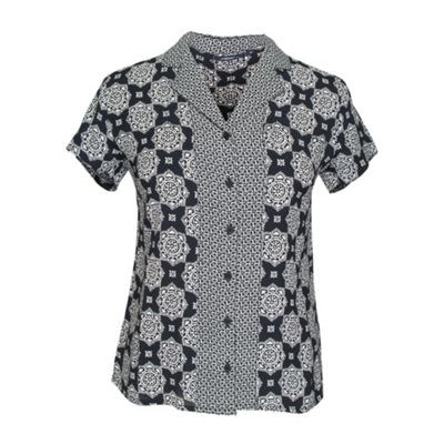 Dash Navy Tile Print Blouse