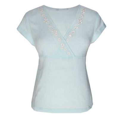 Dash Aqua blouse with embroidery