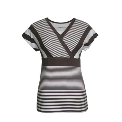 Brown Cross Over Stripe T-shirt