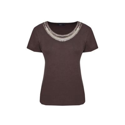 Beaded scoop neck t-shirt