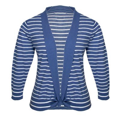 Blue striped tie front cardigan