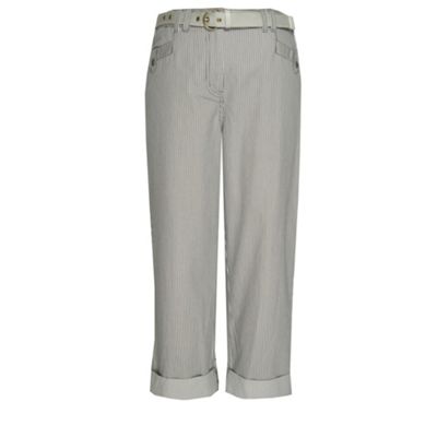 Stone Pinstripe Roll Up Trouser