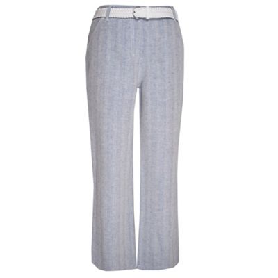 Mid Blue Cross Hatch Linen Trousers