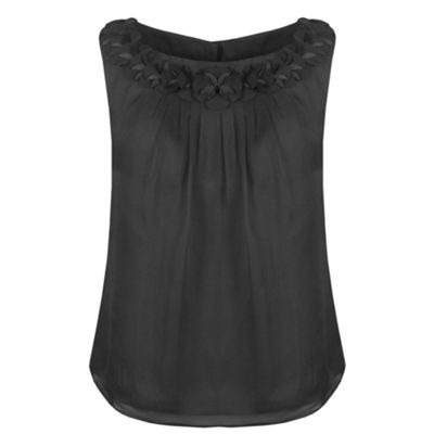 Black sleeveless petal blouse
