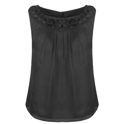 Kaliko Black sleeveless petal blouse