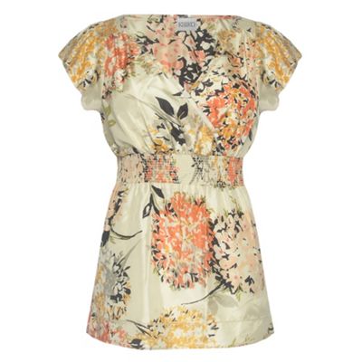 Cream Silk Bouquet Print Blouse