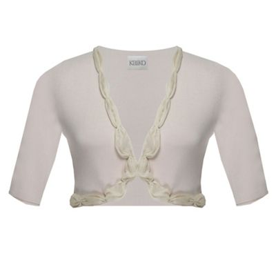 Cream 3-4 Sleeve Chiffon Edged Bolero